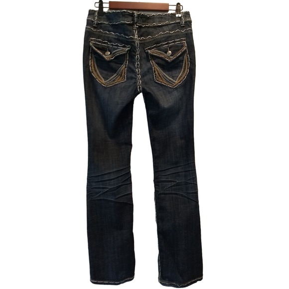 Division E Womens Jeans Distressed Bootcut Thick Stitching Flip Pockets 30X32 - Picture 12 of 12